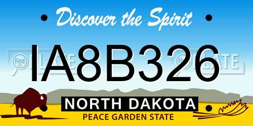 IA8B326 North Dakota License Plate
