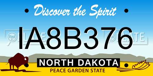IA8B376 North Dakota License Plate
