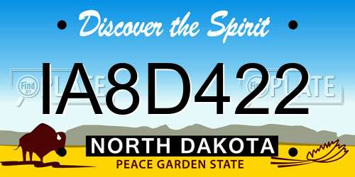 IA8D422 North Dakota License Plate