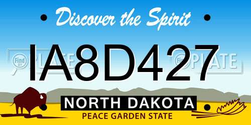 IA8D427 North Dakota License Plate