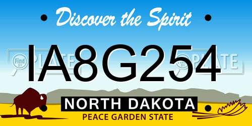 IA8G254 North Dakota License Plate
