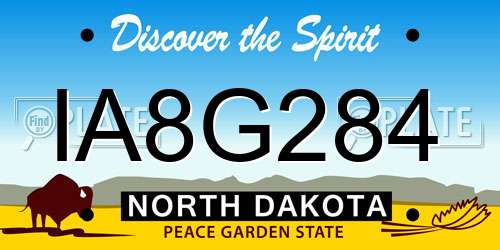 IA8G284 North Dakota License Plate