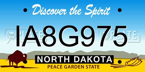 IA8G975 North Dakota License Plate