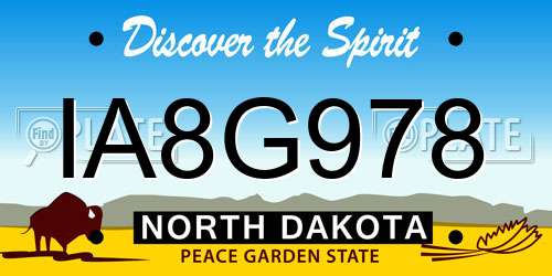 IA8G978 North Dakota License Plate