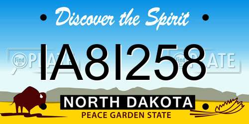 IA8I258 North Dakota License Plate