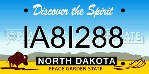 IA8I288 North Dakota License Plate