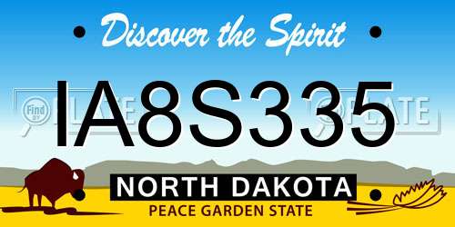 IA8S335 North Dakota License Plate