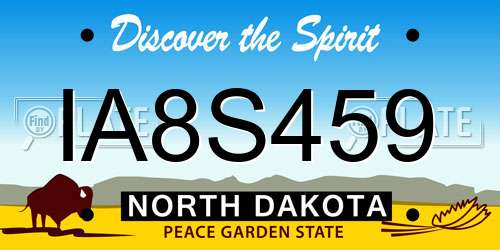IA8S459 North Dakota License Plate