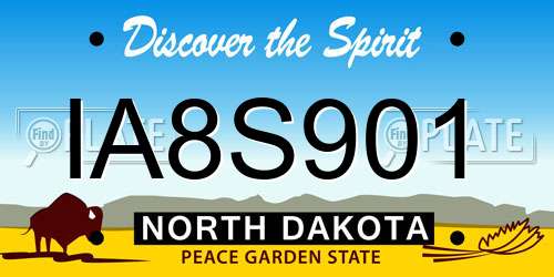 IA8S901 North Dakota License Plate