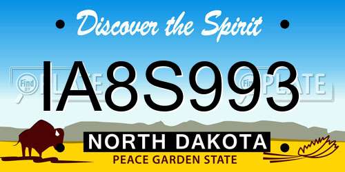 IA8S993 North Dakota License Plate