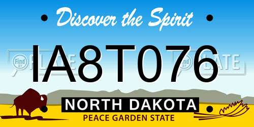 IA8T076 North Dakota License Plate