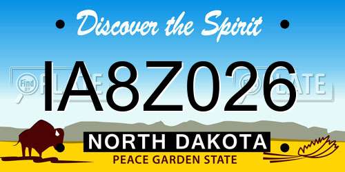 IA8Z026 North Dakota License Plate