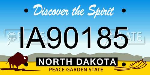 IA90185 North Dakota License Plate