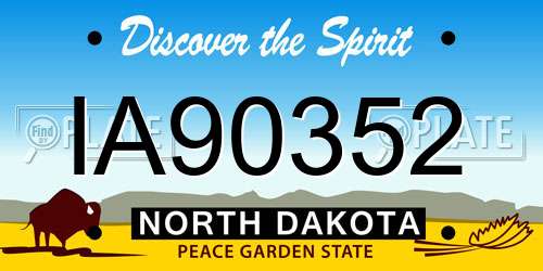 IA90352 North Dakota License Plate