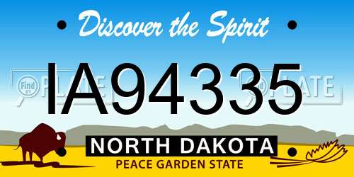 IA94335 North Dakota License Plate