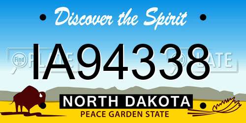 IA94338 North Dakota License Plate