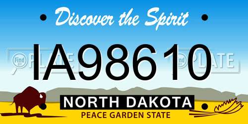 IA98610 North Dakota License Plate