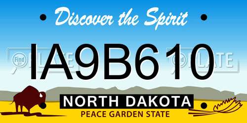 IA9B610 North Dakota License Plate
