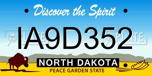 IA9D352 North Dakota License Plate