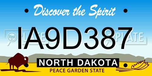 IA9D387 North Dakota License Plate