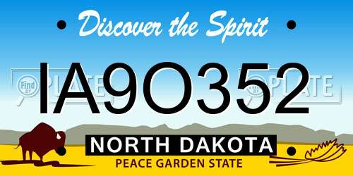 IA9O352 North Dakota License Plate