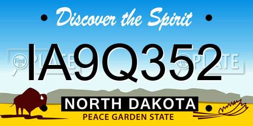 IA9Q352 North Dakota License Plate