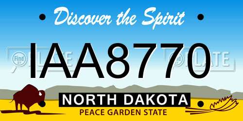 IAA8770 North Dakota License Plate