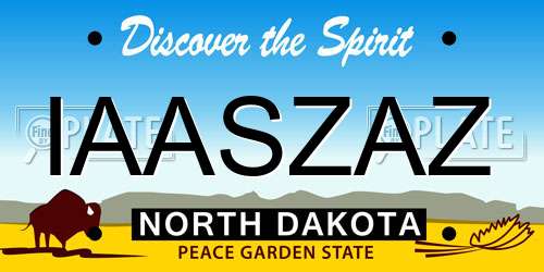 IAASZAZ North Dakota License Plate