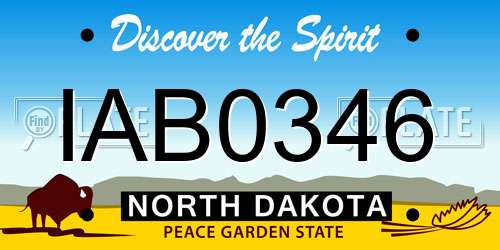 IAB0346 North Dakota License Plate