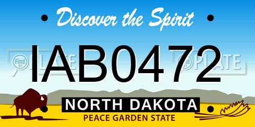 IAB0472 North Dakota License Plate