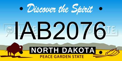 IAB2076 North Dakota License Plate