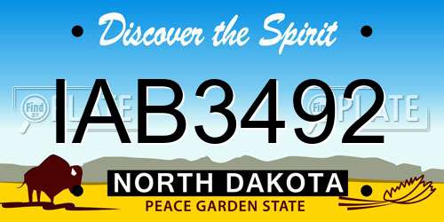 IAB3492 North Dakota License Plate