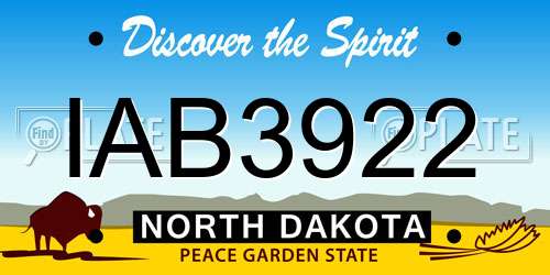 IAB3922 North Dakota License Plate