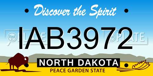 IAB3972 North Dakota License Plate