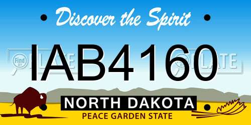 IAB4160 North Dakota License Plate