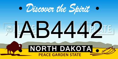 IAB4442 North Dakota License Plate