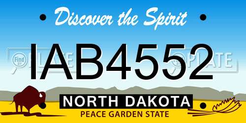 IAB4552 North Dakota License Plate