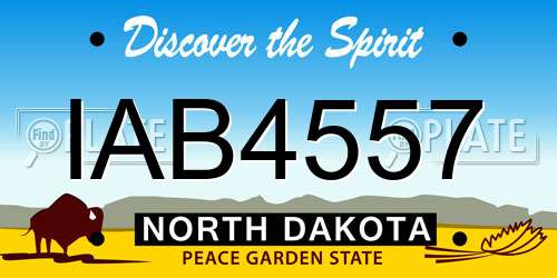 IAB4557 North Dakota License Plate
