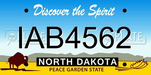 IAB4562 North Dakota License Plate