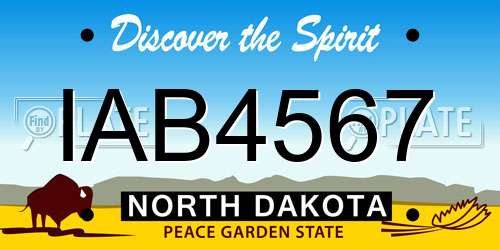 IAB4567 North Dakota License Plate