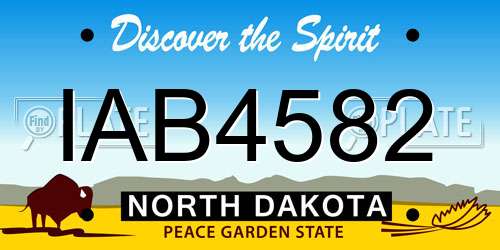 IAB4582 North Dakota License Plate