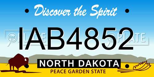 IAB4852 North Dakota License Plate