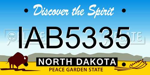 IAB5335 North Dakota License Plate