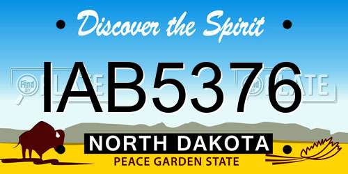 IAB5376 North Dakota License Plate