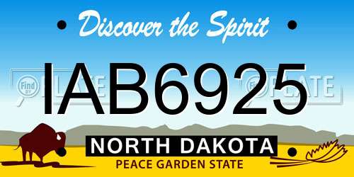 IAB6925 North Dakota License Plate