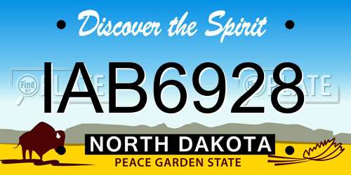 IAB6928 North Dakota License Plate