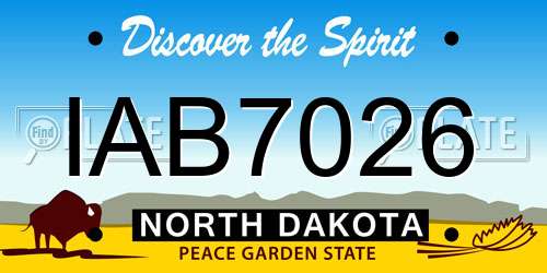 IAB7026 North Dakota License Plate
