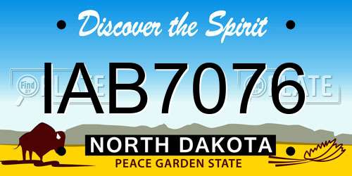 IAB7076 North Dakota License Plate