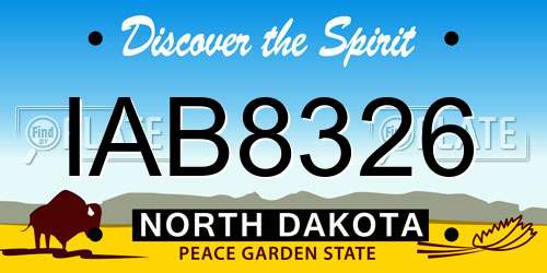 IAB8326 North Dakota License Plate