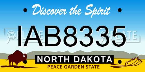IAB8335 North Dakota License Plate